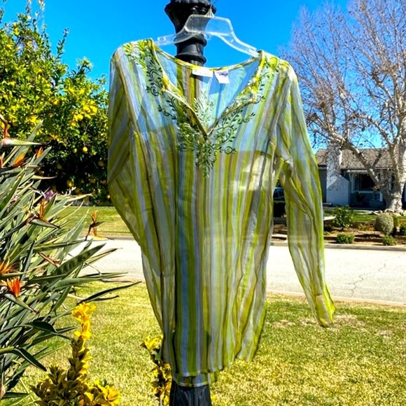 BITTER APPLE BRAT LIME GREEN SHEER TUNIC TOP GREEN BLOUSE Size … - Picture 5 of 13